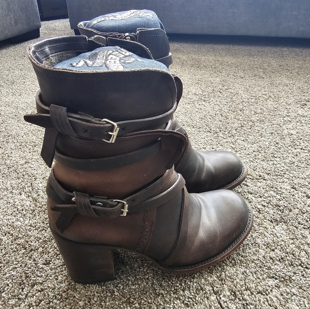 Freebird Steven Baker Boots, Cognac Brown Leather, Size 8.